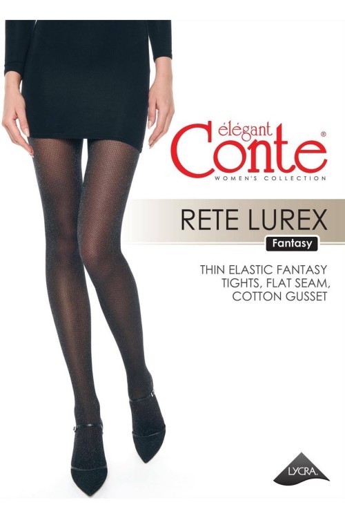 Колготки женские Conte Fantasy RETE LUREX cияющие с имитацией мелкой сетки