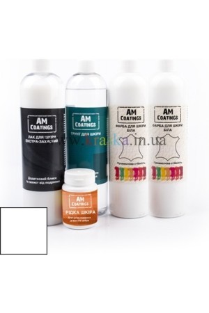 Набор для покраски и реставрации кожи салона с экстра-защитным глянцевым лаком - Белый AM Coatings