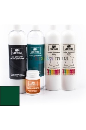 Набор для покраски и реставрации кожи салона с экстра-защитным глянцевым лаком - Зеленый AM Coatings