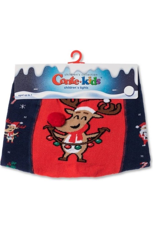 Колготки детские Conte-kids новогодние (553) 19С-98/1СП с помпоном «Holiday»