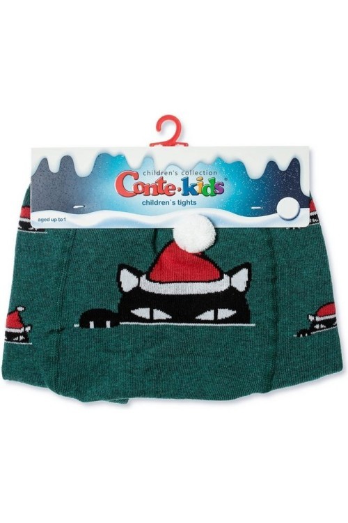 Колготки детские Conte-kids новогодние  (557)19С-96/1СП с помпоном «Xmas cat»