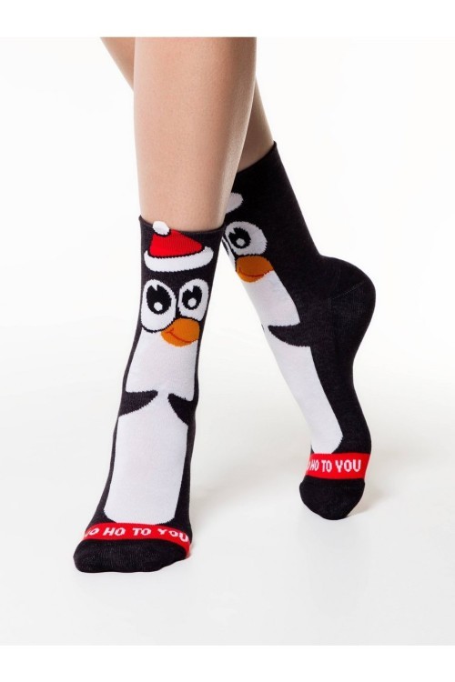 Носки женские Conte Новогодние (650) 21с-75сп с махровой стопой «Penguin»